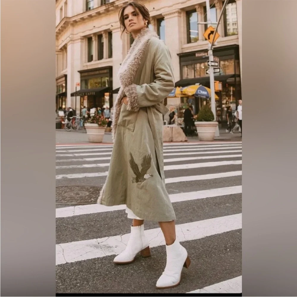 SPELL | Eagleback Duster Coat Khaki Eagle S/M - Picture 2 of 11